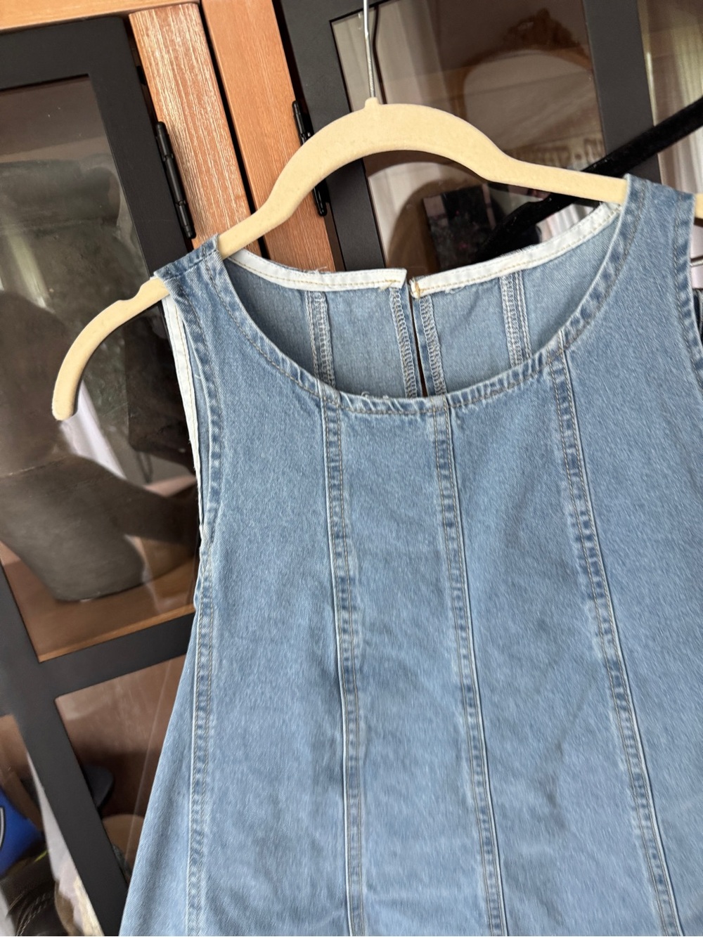 Cassius denim set tank top light wash sleeveless shorts chambray desert muse - Picture 6 of 9